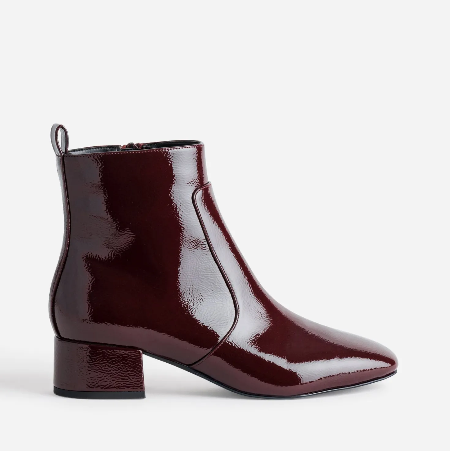 Boots à talon bordeaux verni