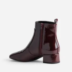 Boots à talon bordeaux verni