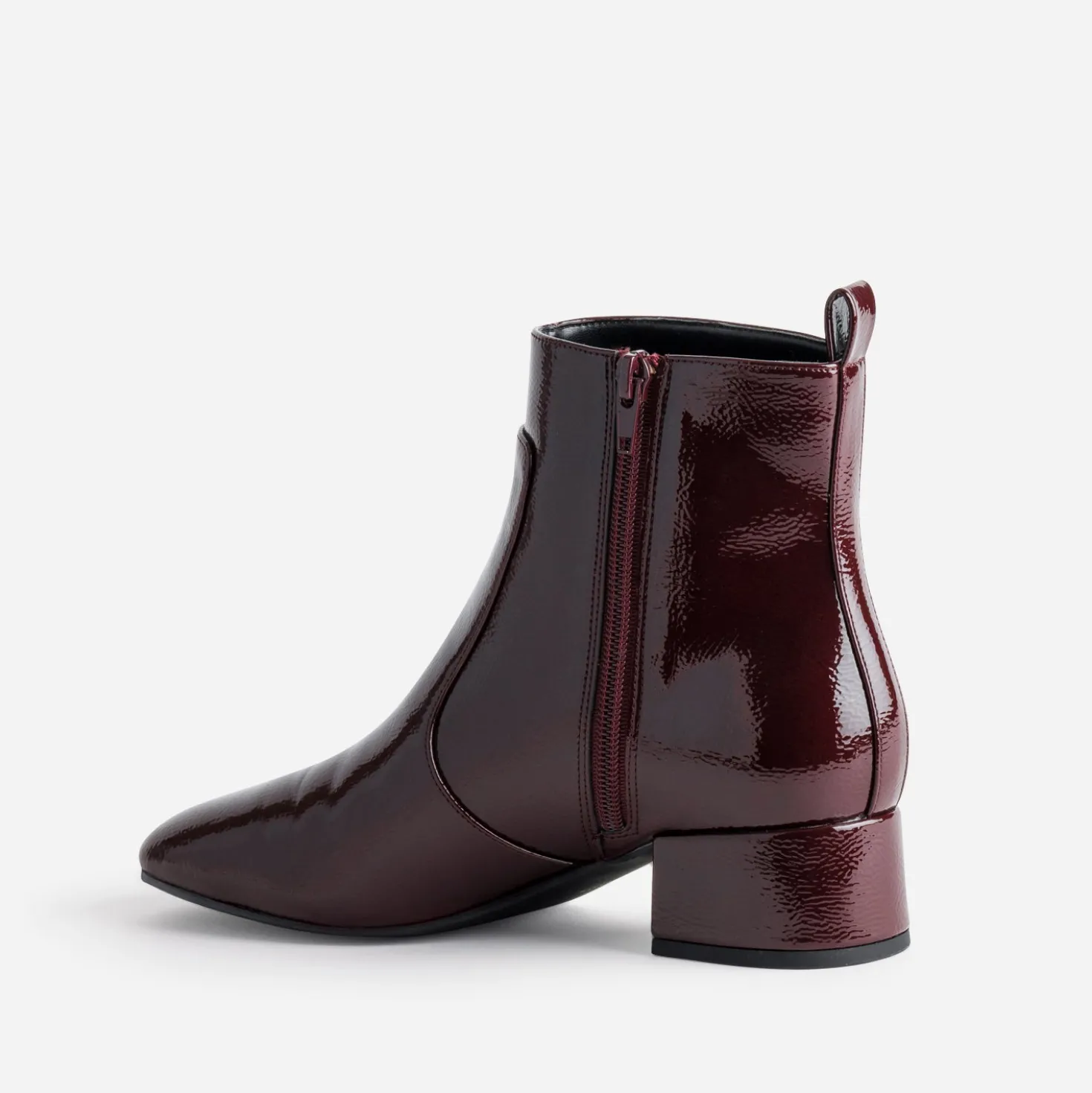 Boots à talon bordeaux verni