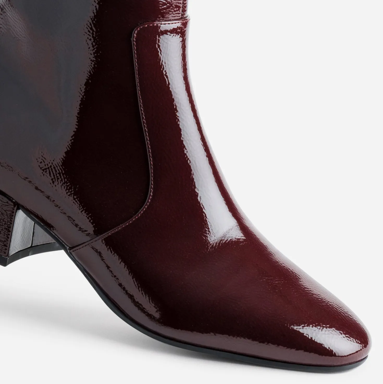 Boots à talon bordeaux verni