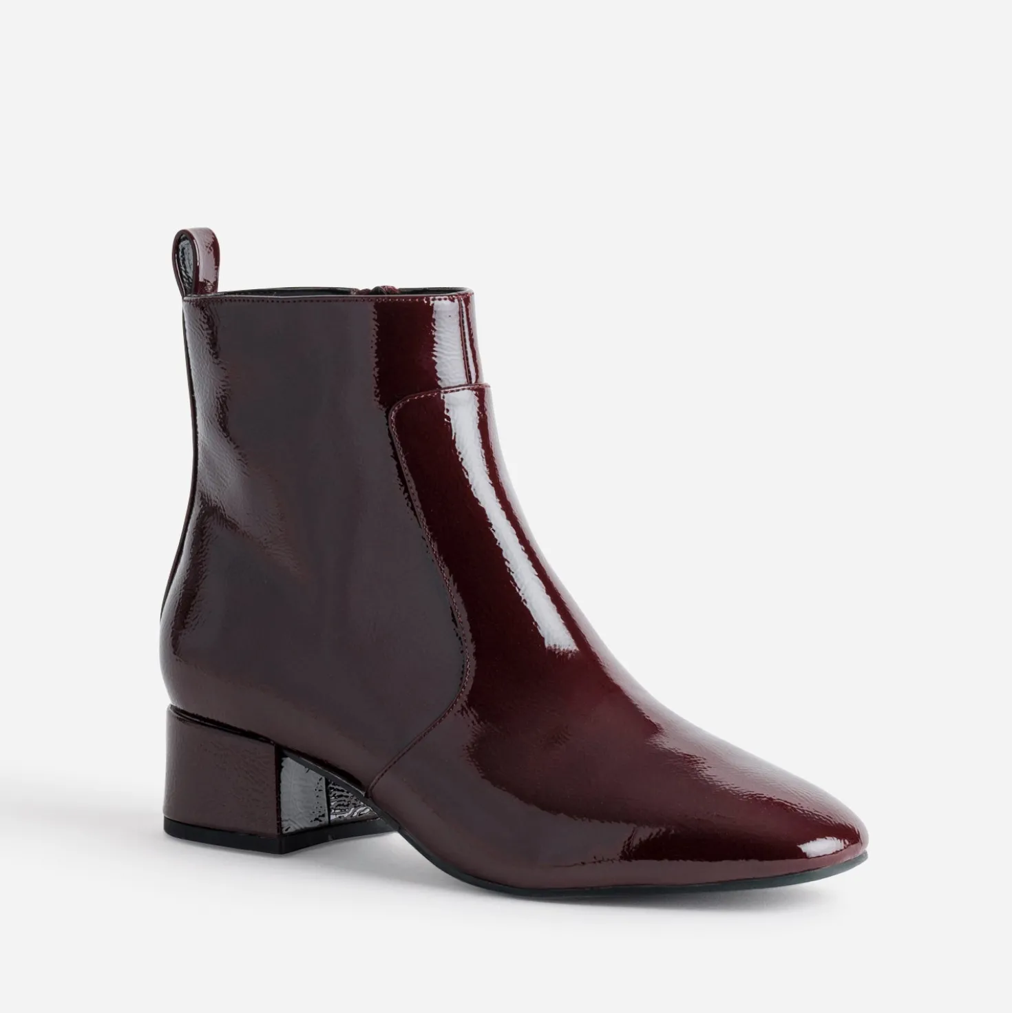 Boots à talon bordeaux verni