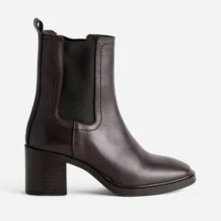 Boots talon en cuir marron