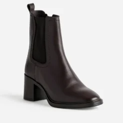 Boots talon en cuir marron