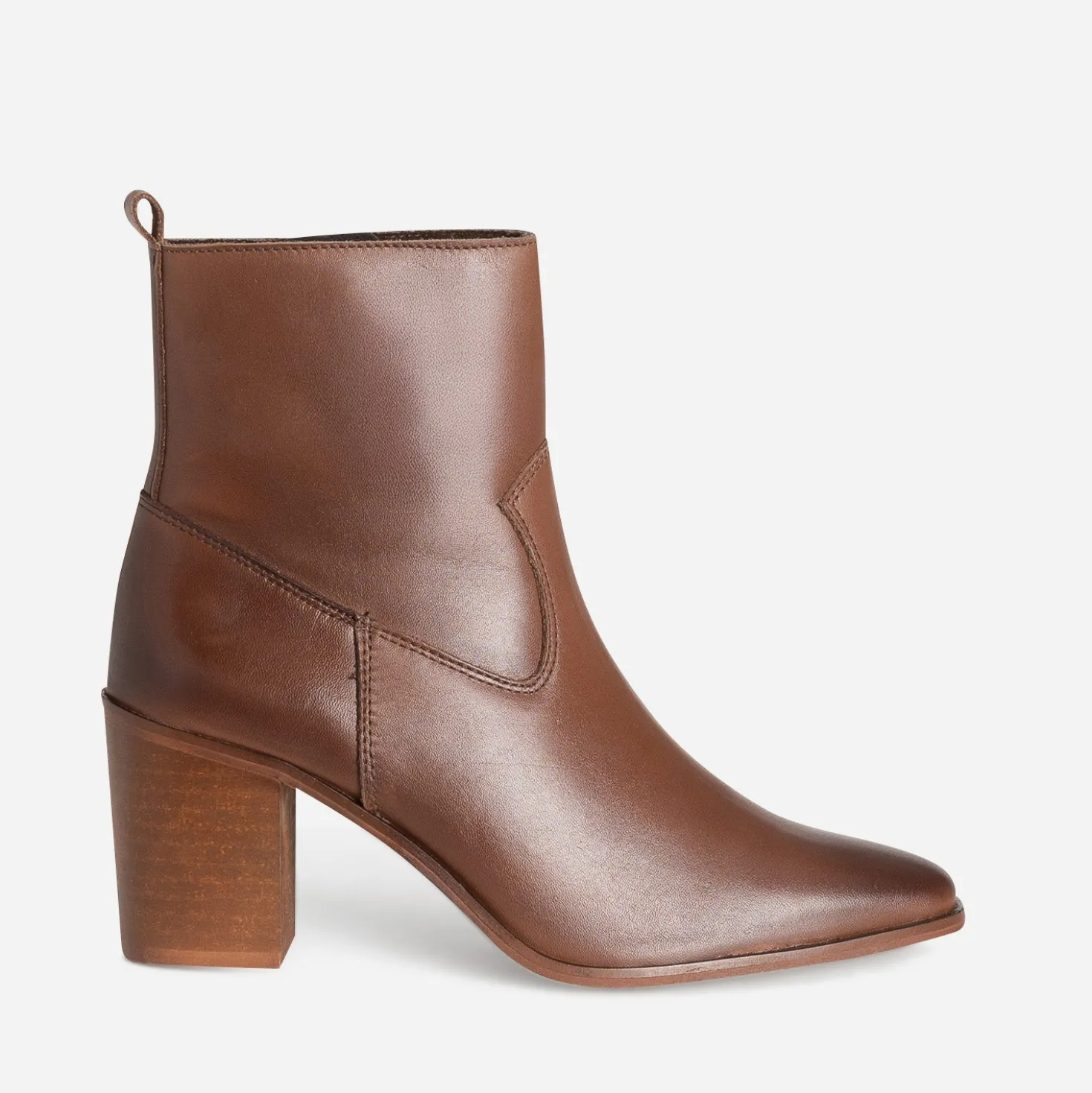 Boots talon en cuir marron
