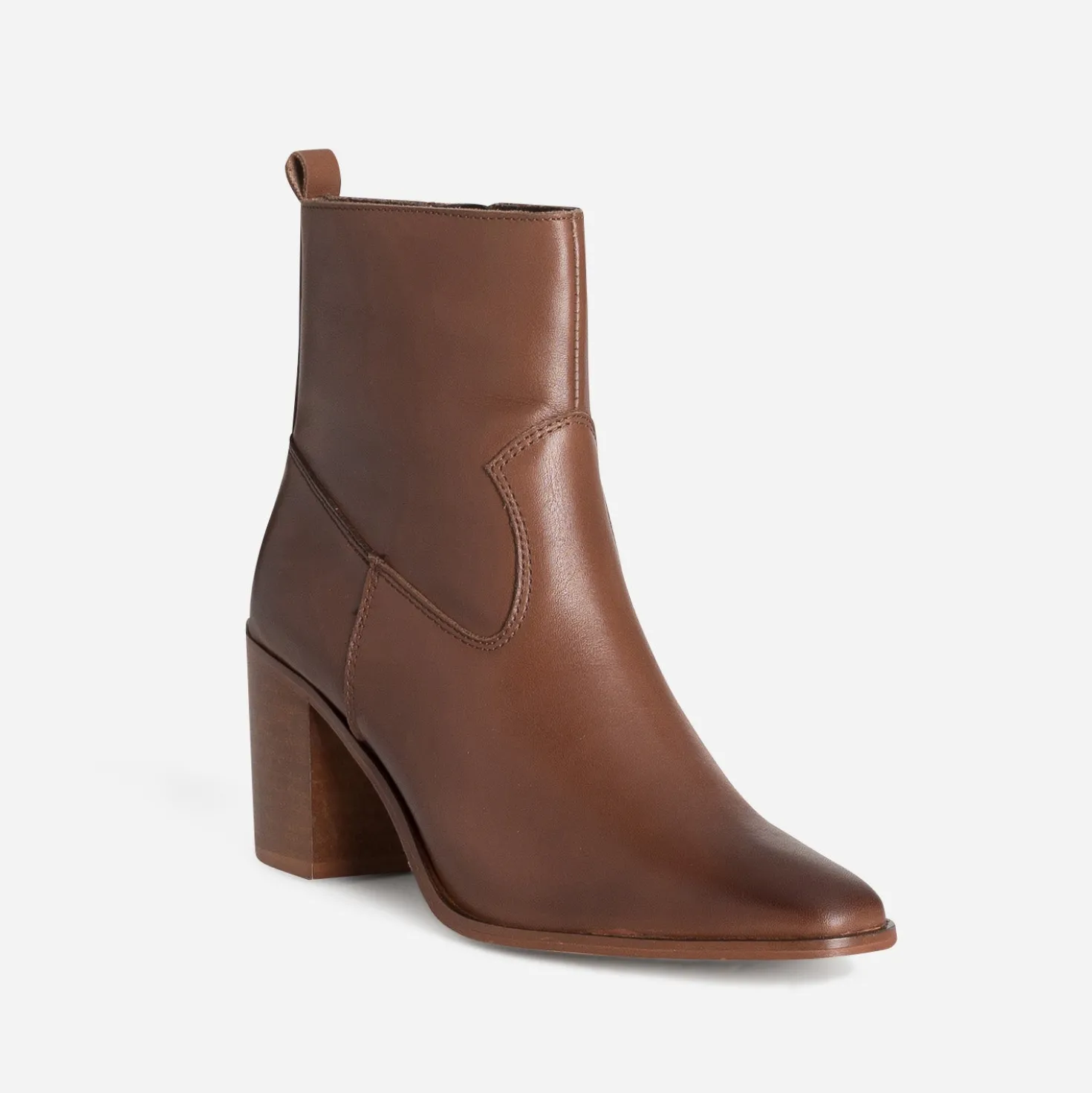Boots talon en cuir marron