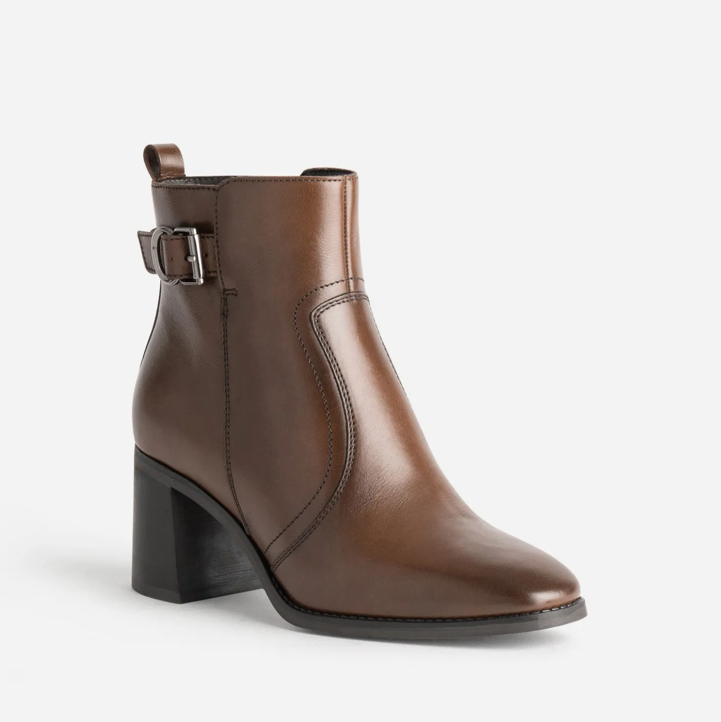 Boots à talon marron cuir