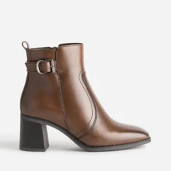 Boots à talon marron cuir