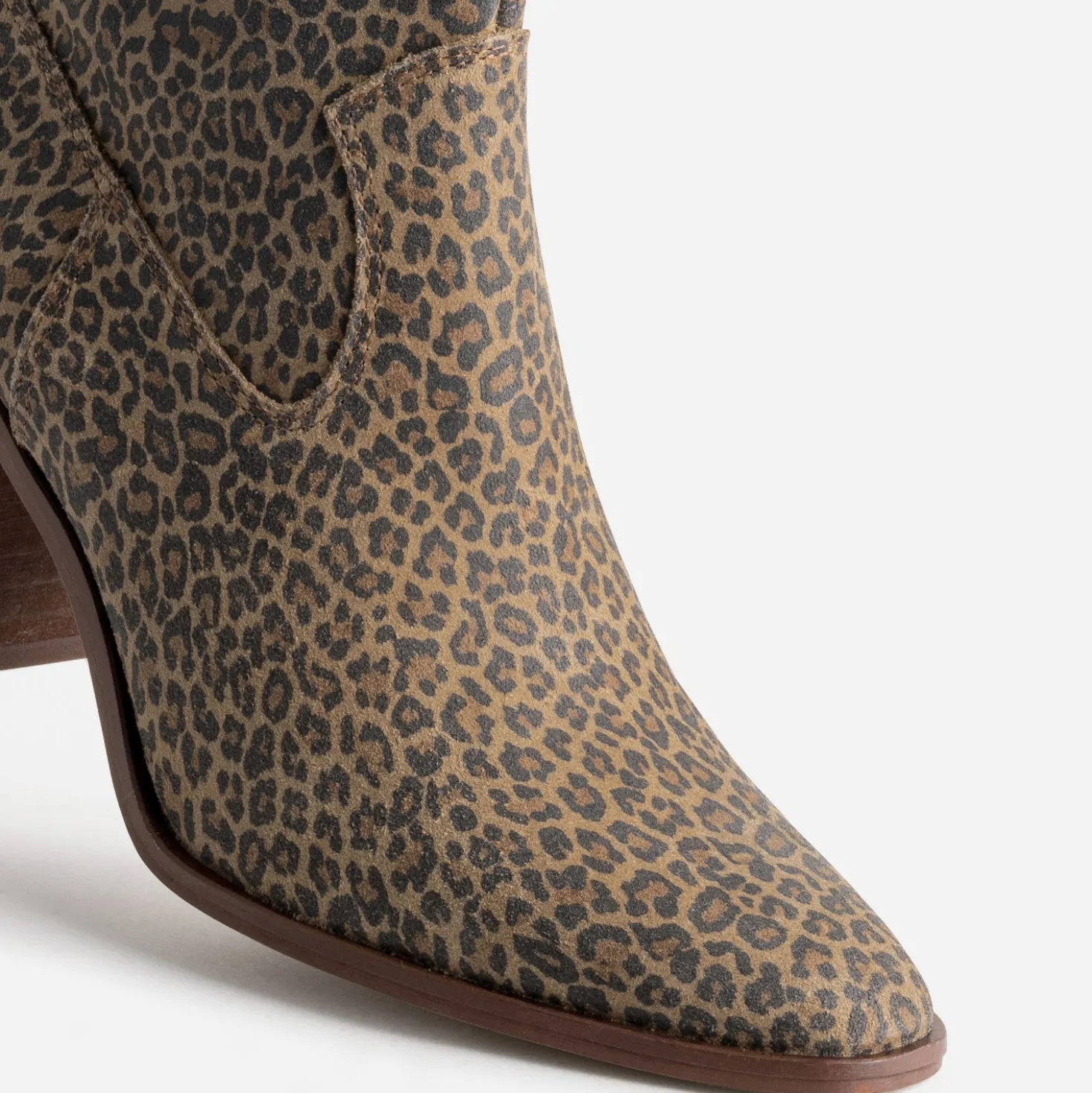 Boots à talon marron cuir velours léopard
