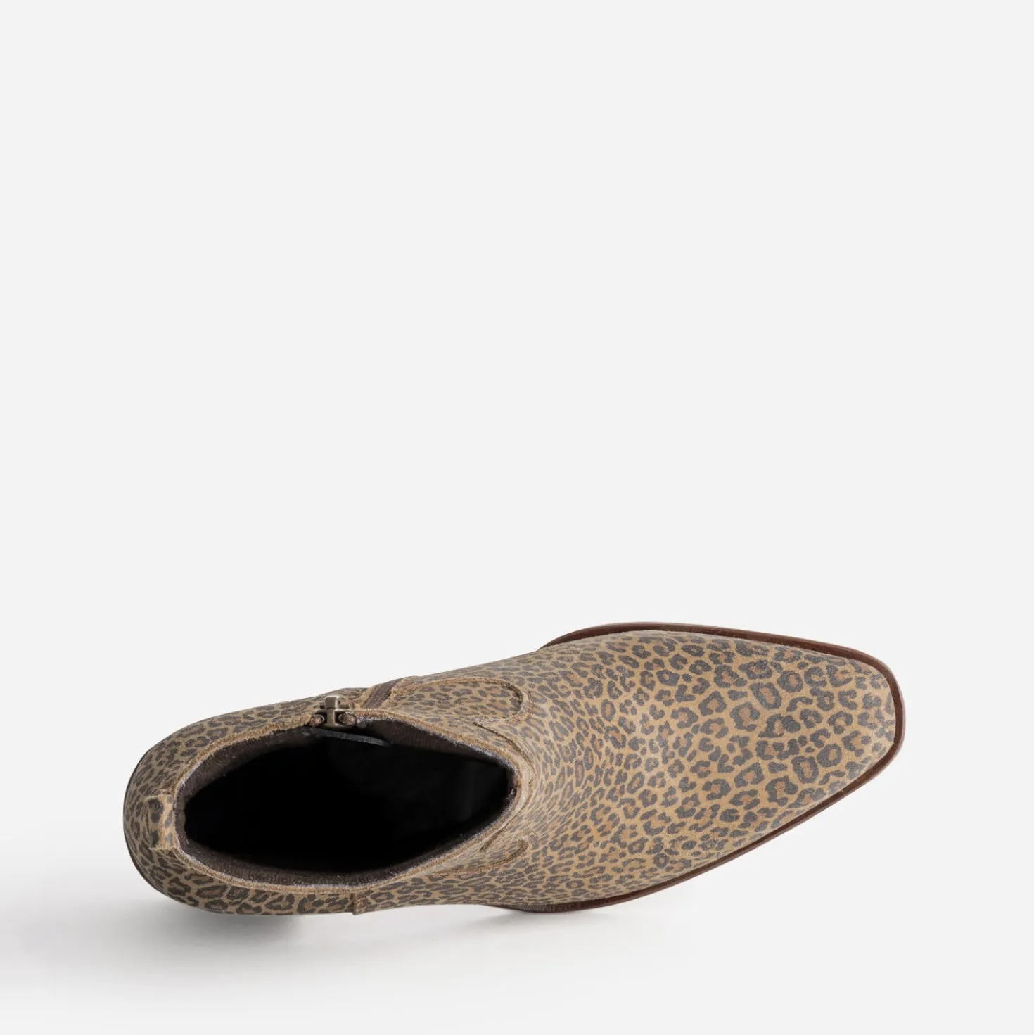 Boots à talon marron cuir velours léopard