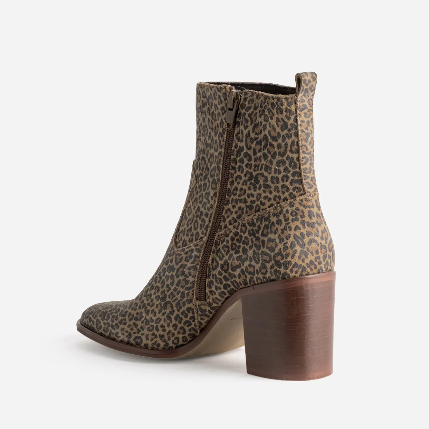 Boots à talon marron cuir velours léopard