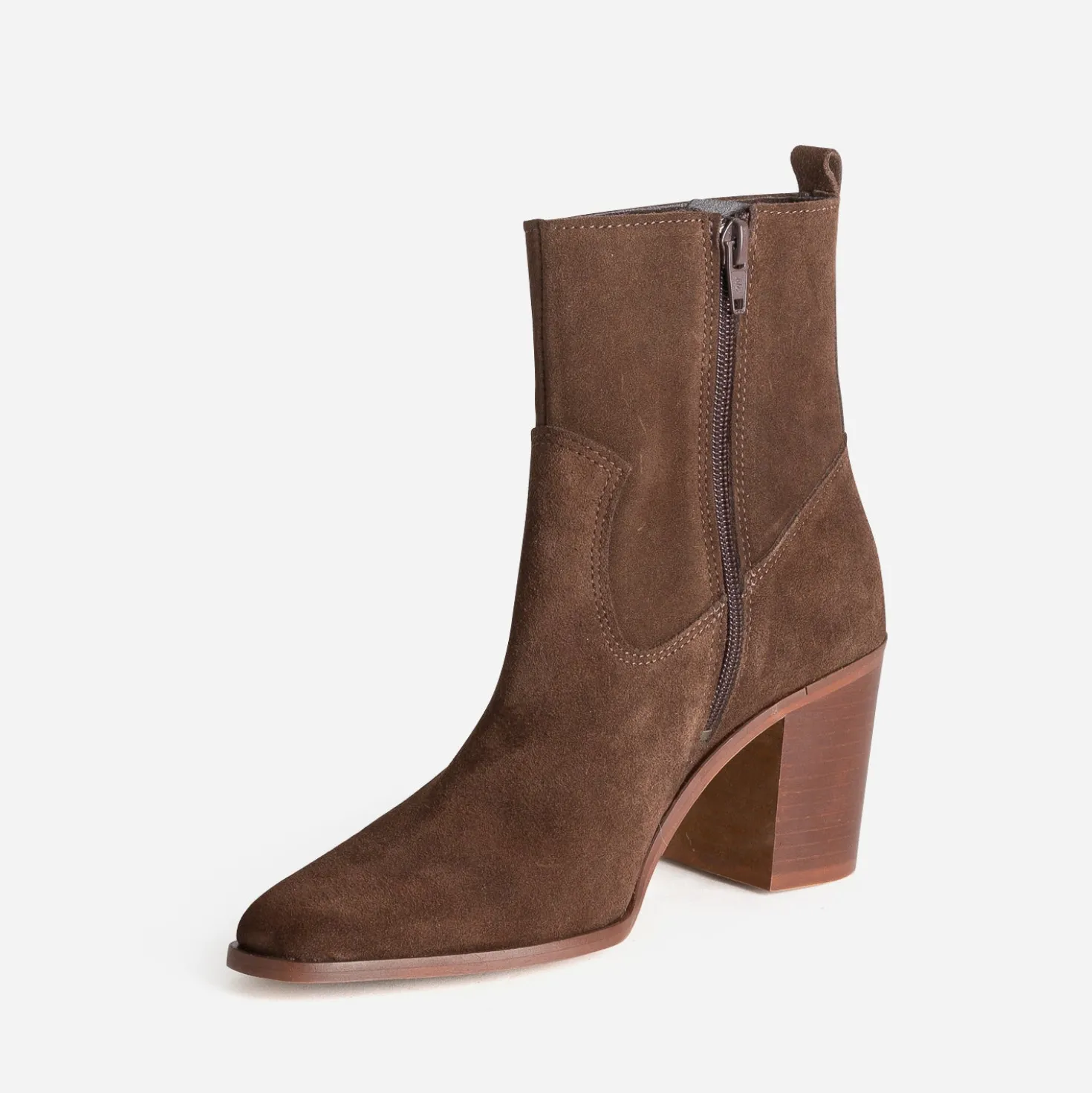 Boots à talon marron cuir velours