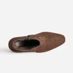 Boots à talon marron cuir velours