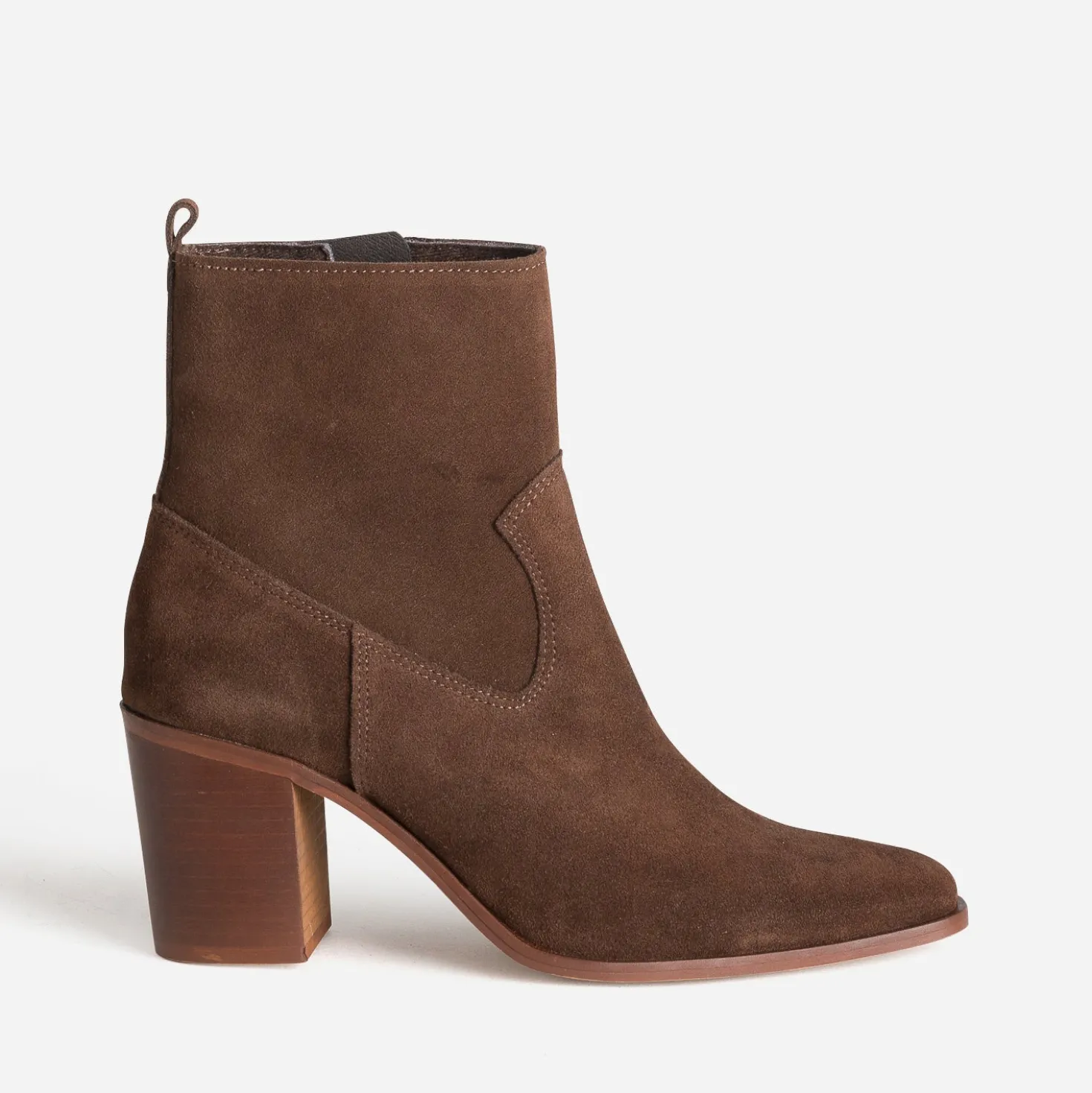 Boots à talon marron cuir velours