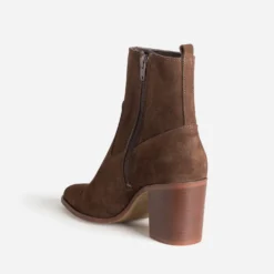 Boots à talon marron cuir velours