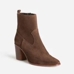 Boots à talon marron cuir velours
