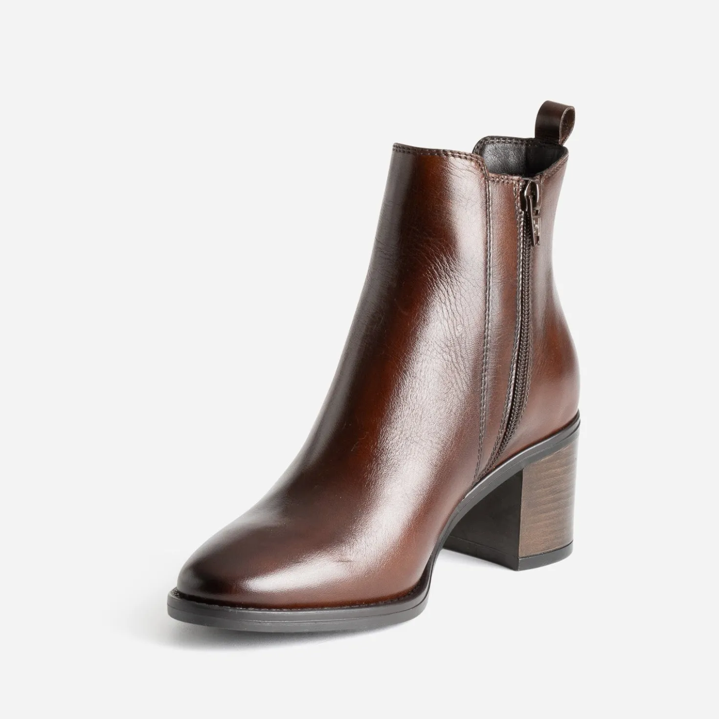 Boots à talon marron en cuir