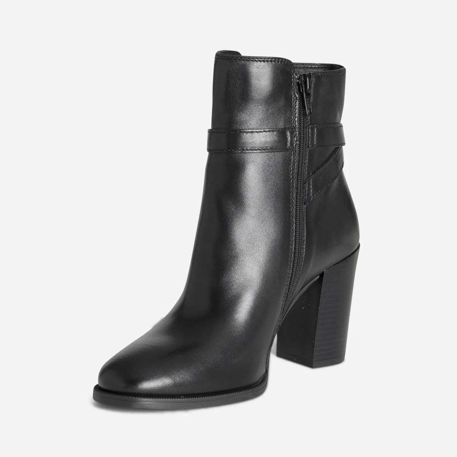 Boots à talon noir cuir