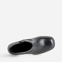 Boots à talon noir en cuir