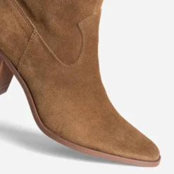 Boots à talon taupe cuir velours