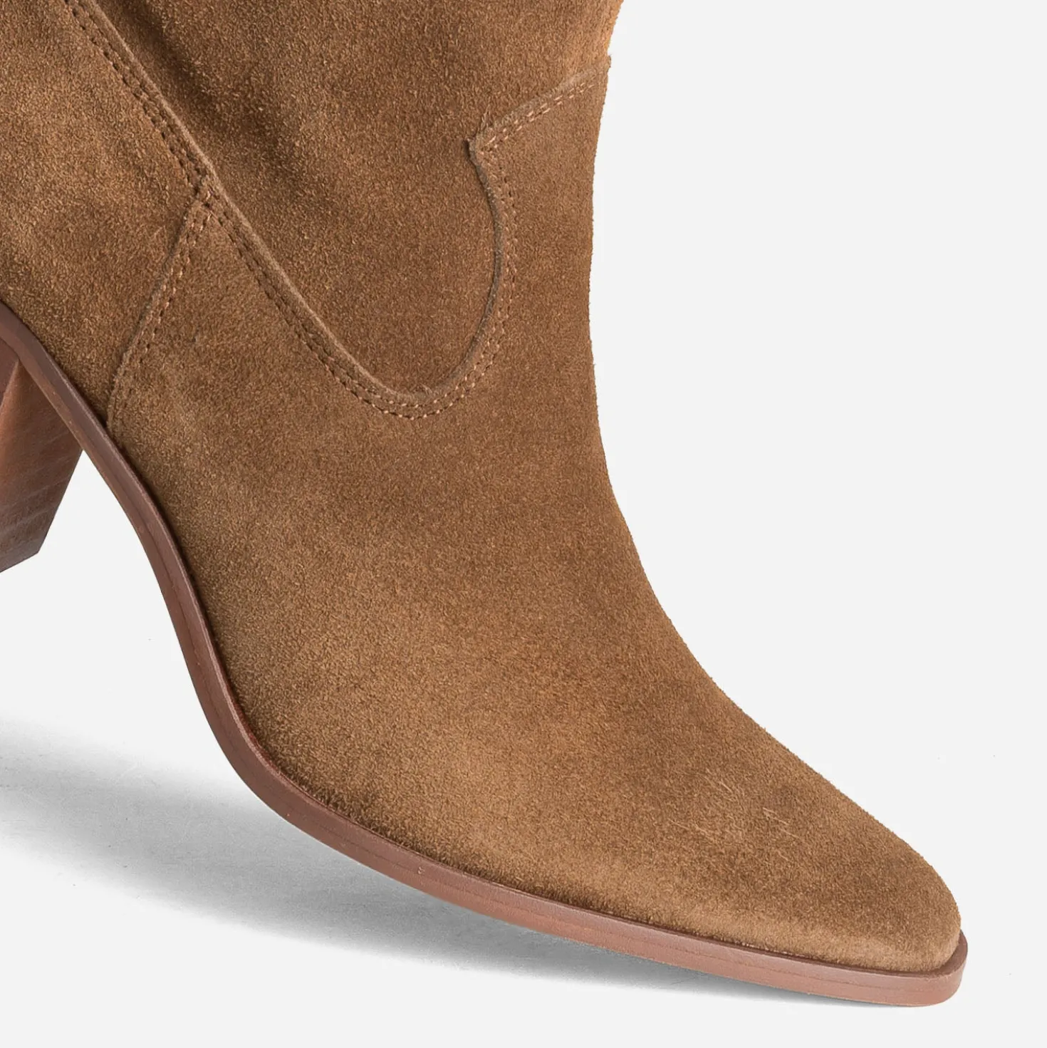 Boots à talon taupe cuir velours
