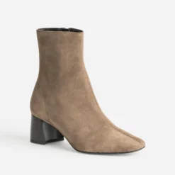 Boots taupe cuir velours