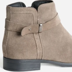Boots taupe cuir velours
