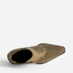 Boots taupe cuir velours esprit santiag