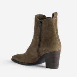 Boots taupe cuir velours esprit santiag