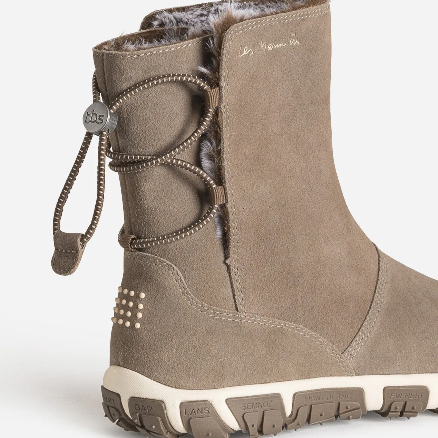 Boots TBS taupe cuir velours fourré