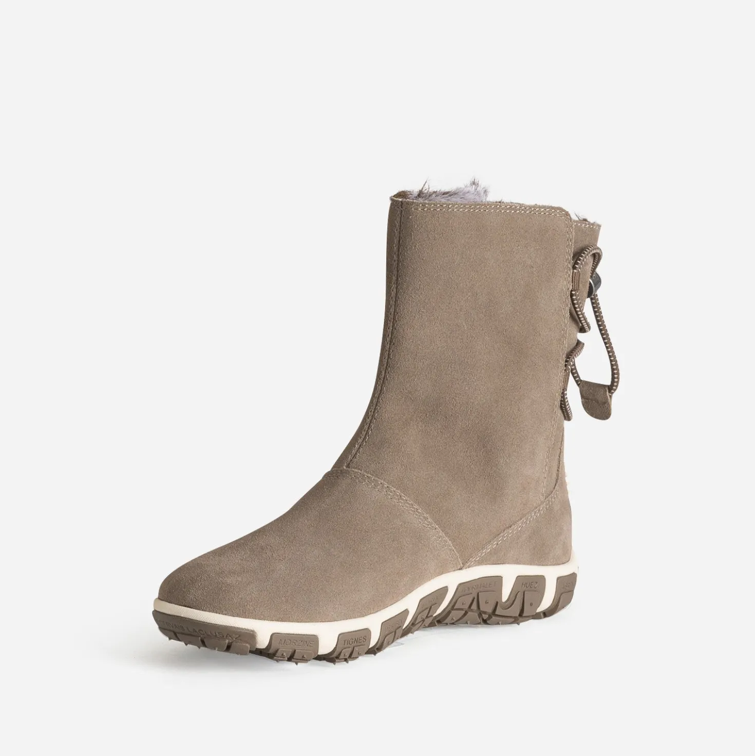 Boots TBS taupe cuir velours fourré