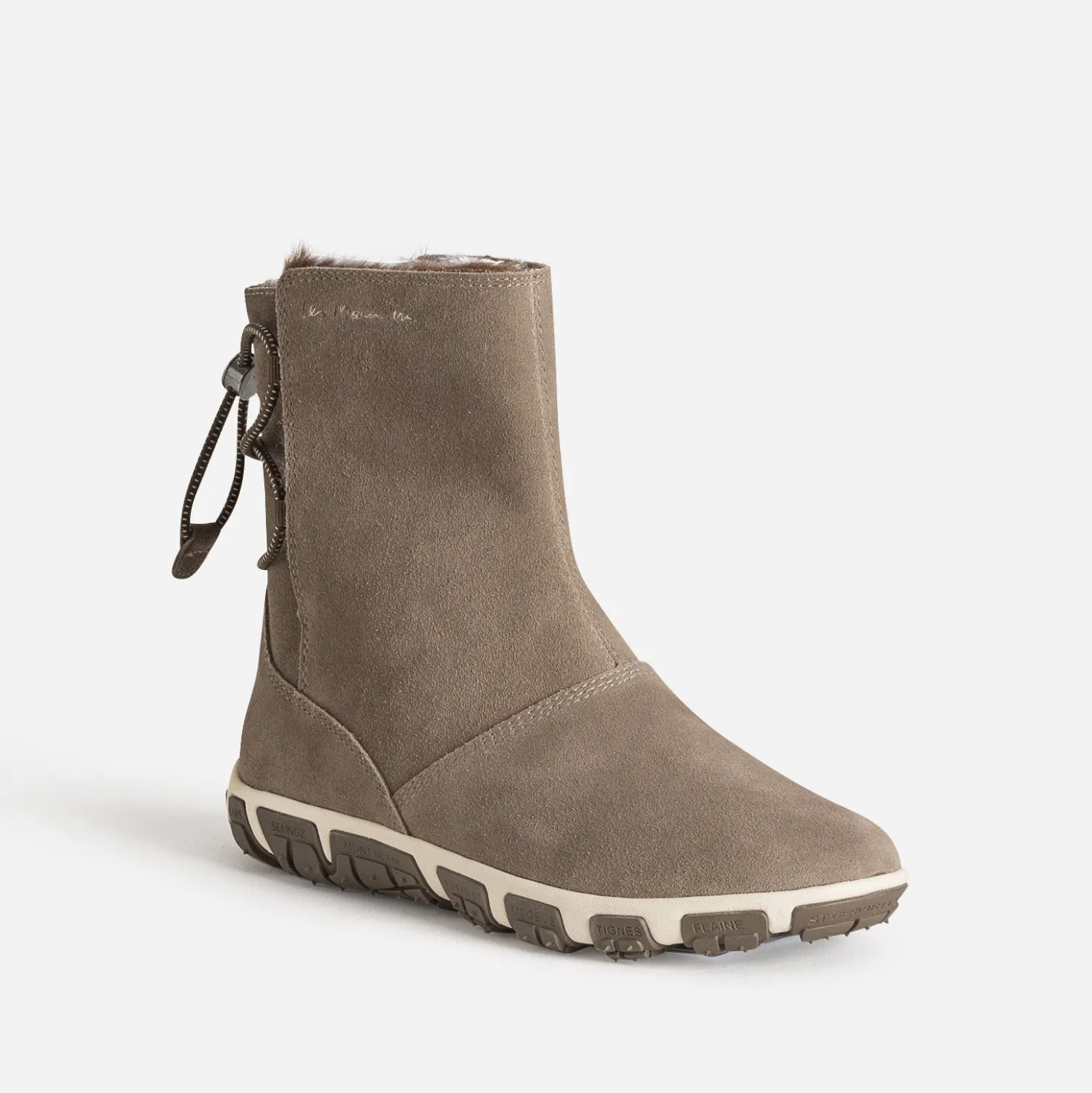 Boots TBS taupe cuir velours fourré