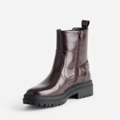 Boots TEXTO bordeaux glacé esprit motard