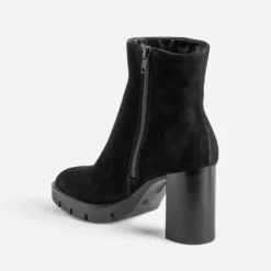 Boots TEXTO en cuir noir à talon
