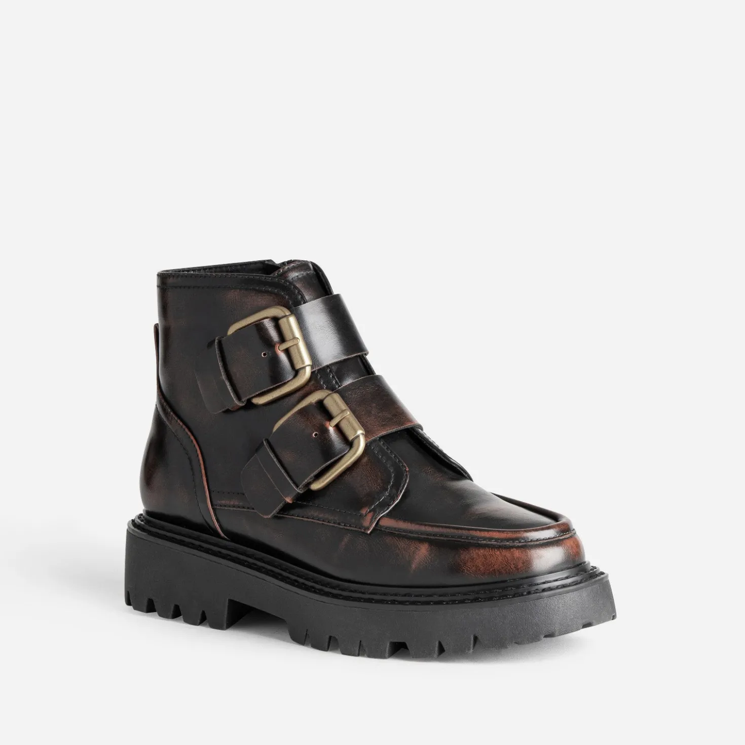 Boots TEXTO marron brossé semelle crantée