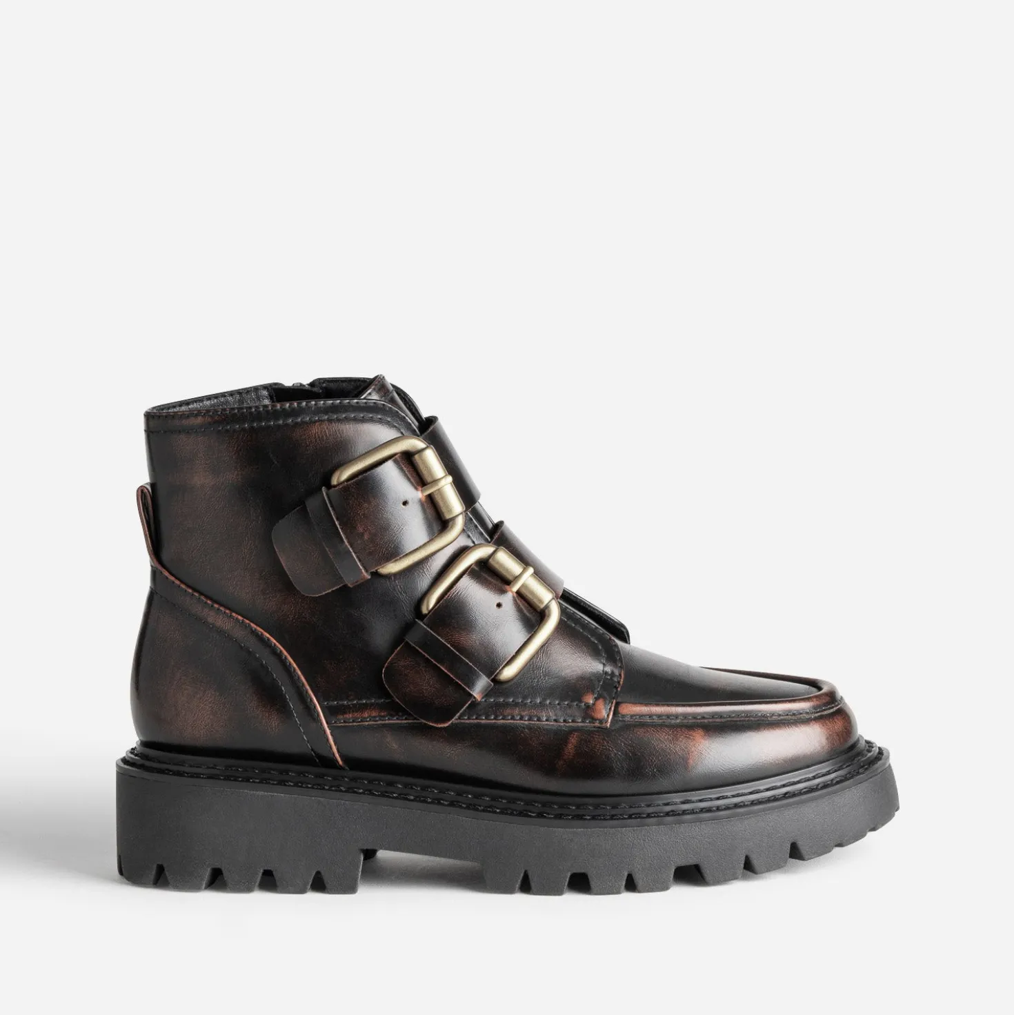 Boots TEXTO marron brossé semelle crantée