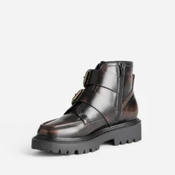 Boots TEXTO marron brossé semelle crantée
