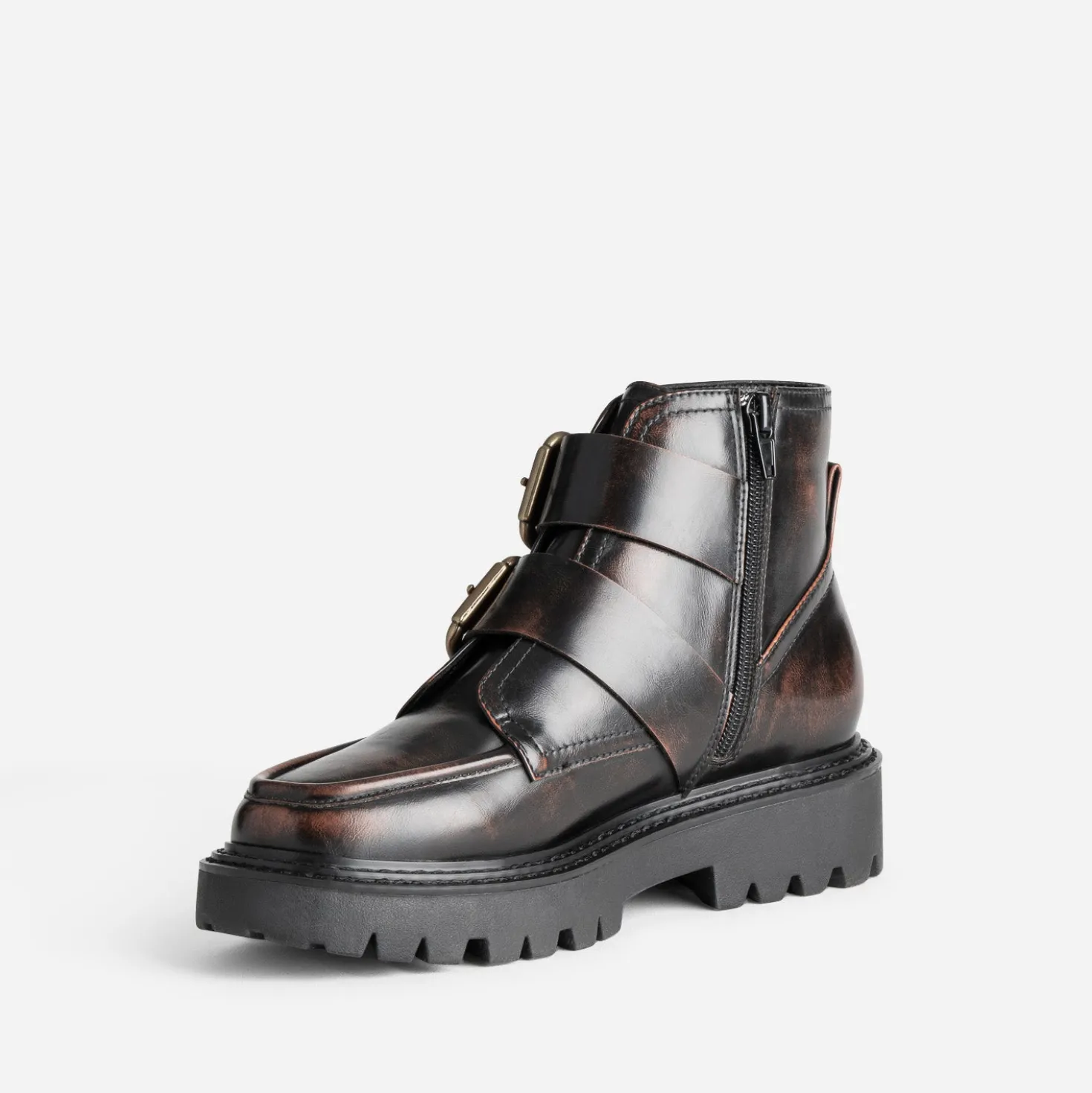 Boots TEXTO marron brossé semelle crantée