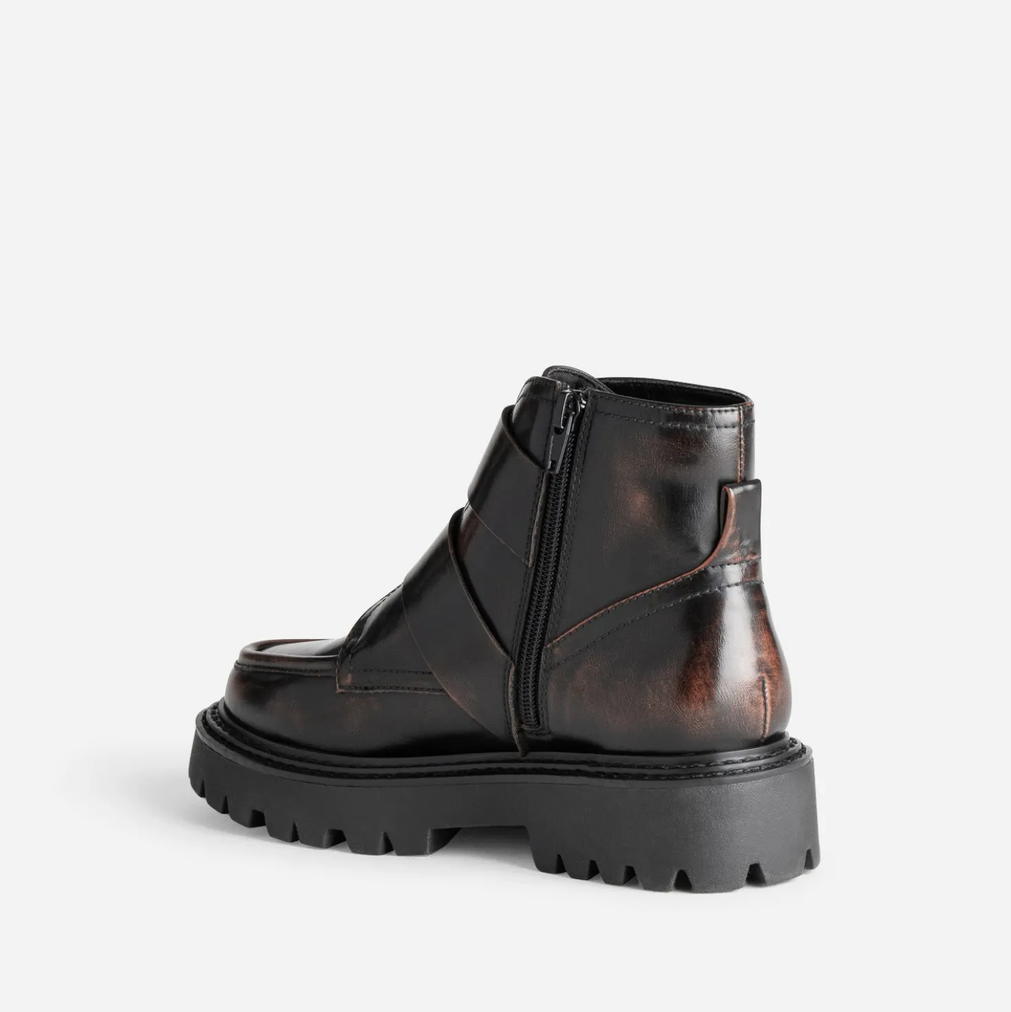 Boots TEXTO marron brossé semelle crantée
