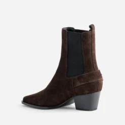 Boots TEXTO marron cuir velours esprit motard