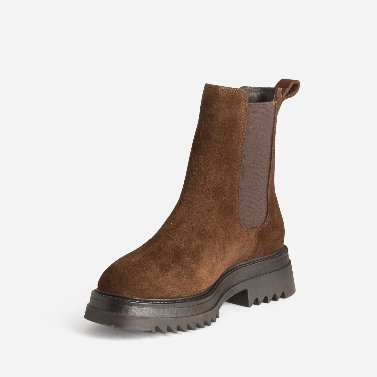 Boots TEXTO marron cuir velours semelle crantée