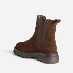 Boots TEXTO marron cuir velours semelle crantée