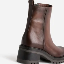 Boots TEXTO marron en cuir semelle crantée