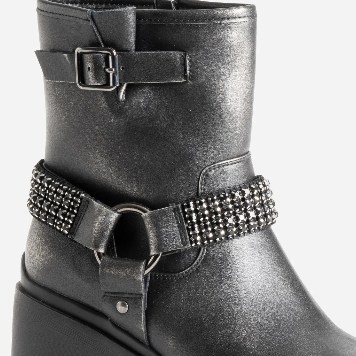 Boots TEXTO noir argenté esprit motard