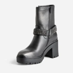Boots TEXTO noir argenté esprit motard