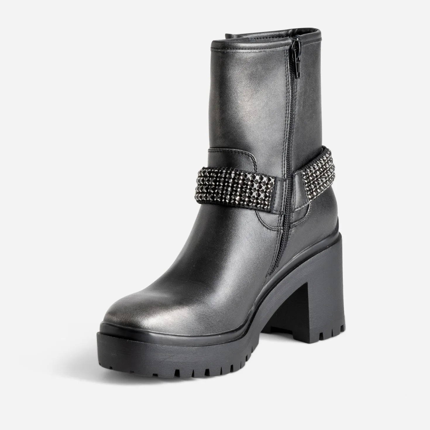 Boots TEXTO noir argenté esprit motard