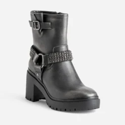 Boots TEXTO noir argenté esprit motard