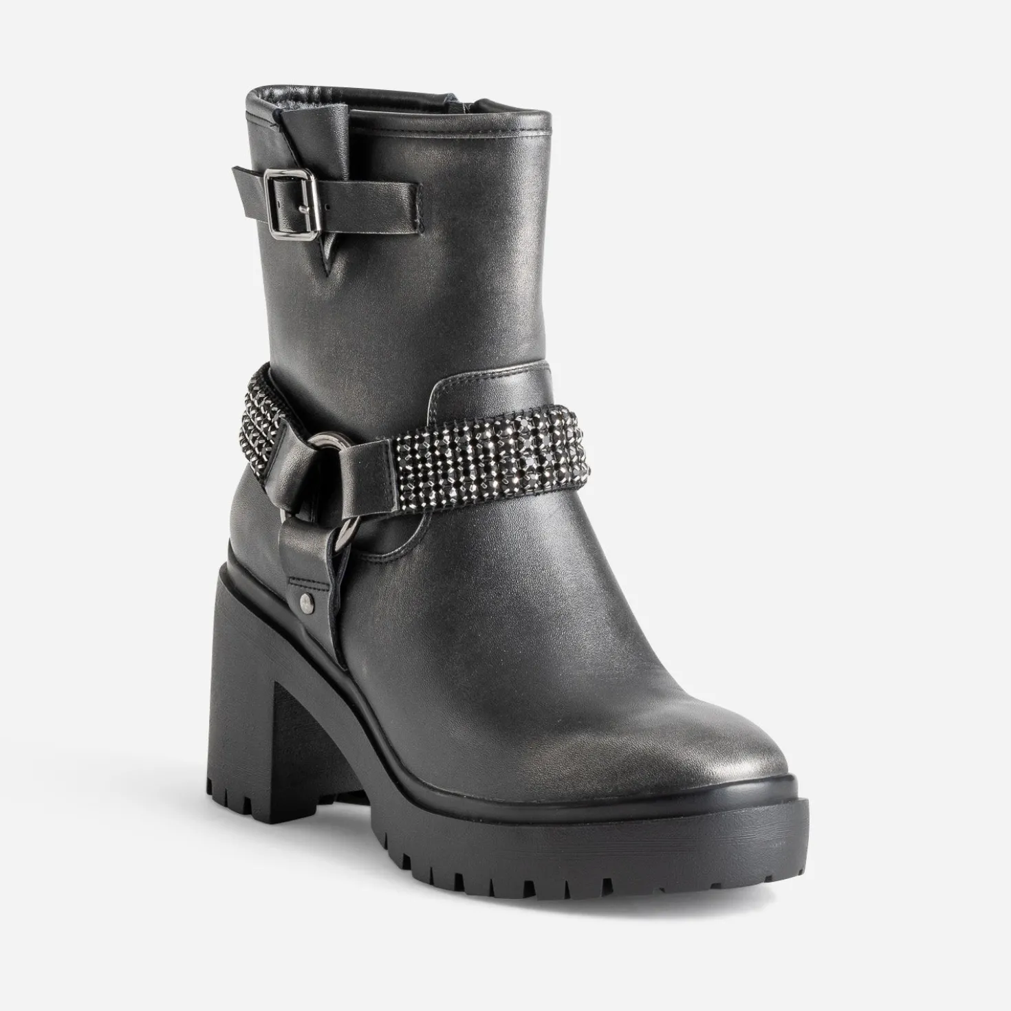 Boots TEXTO noir argenté esprit motard