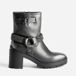 Boots TEXTO noir argenté esprit motard