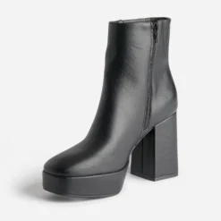 Boots TEXTO noir éco-conçu à talon carré