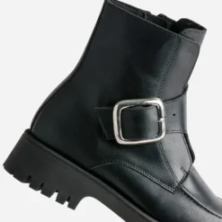 Boots TEXTO noir cuir maxi boucle